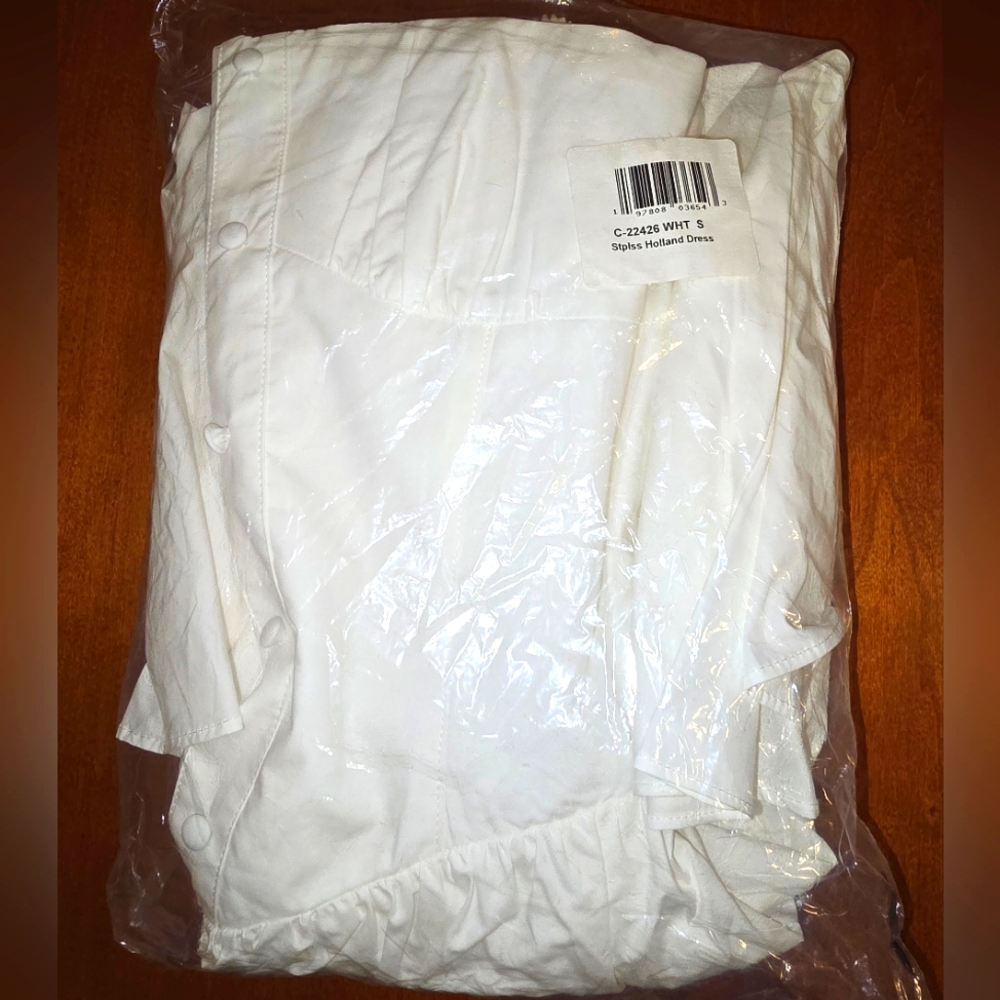 NEW Amanda Uprichard White Cotton Strapless Holland Midi Dress — Size Small - Picture 13 of 13